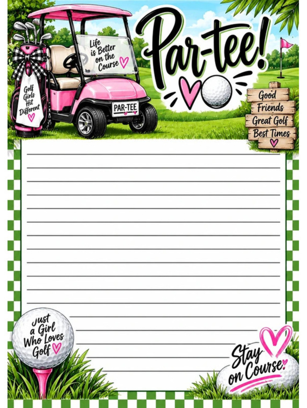Par-Tee Golf 5x7 Peel & Tear Notepad